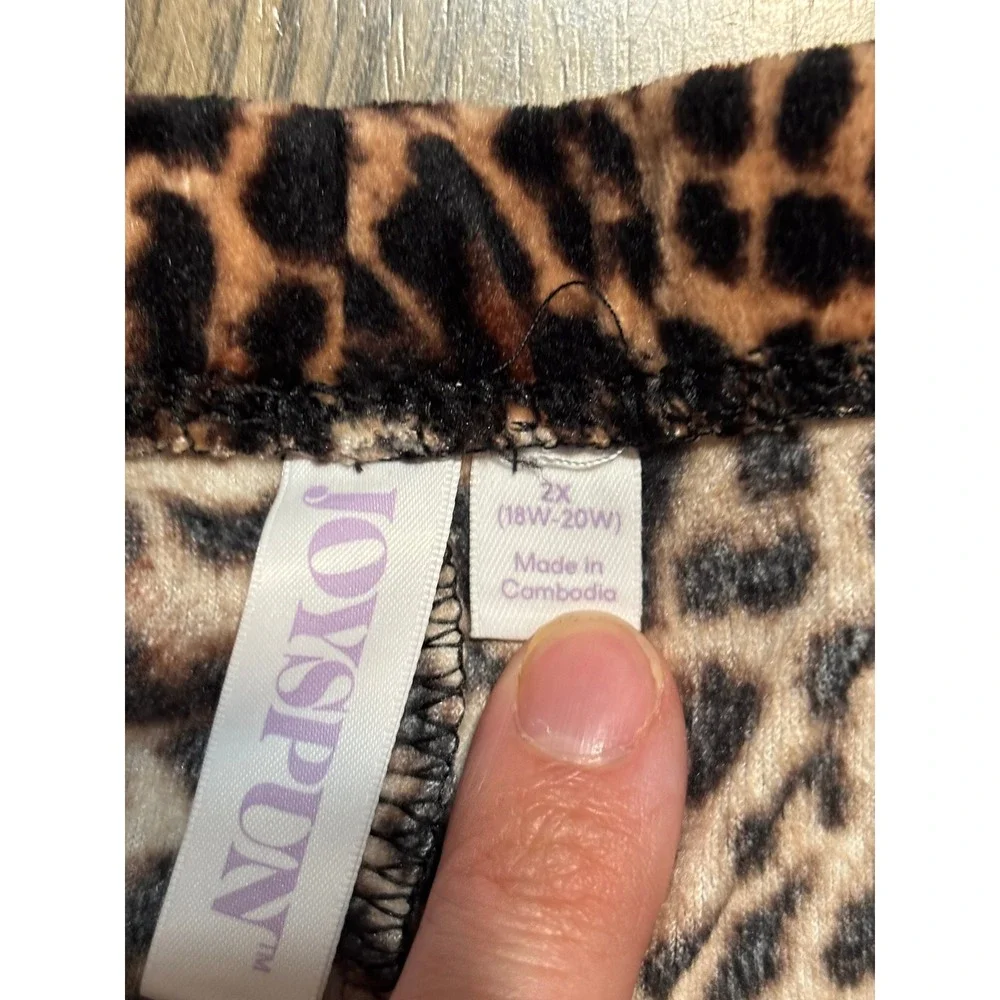 Joyspun Pajama Set Women Size 2X Leopard Print Velvet 2-Piece Sleepwear